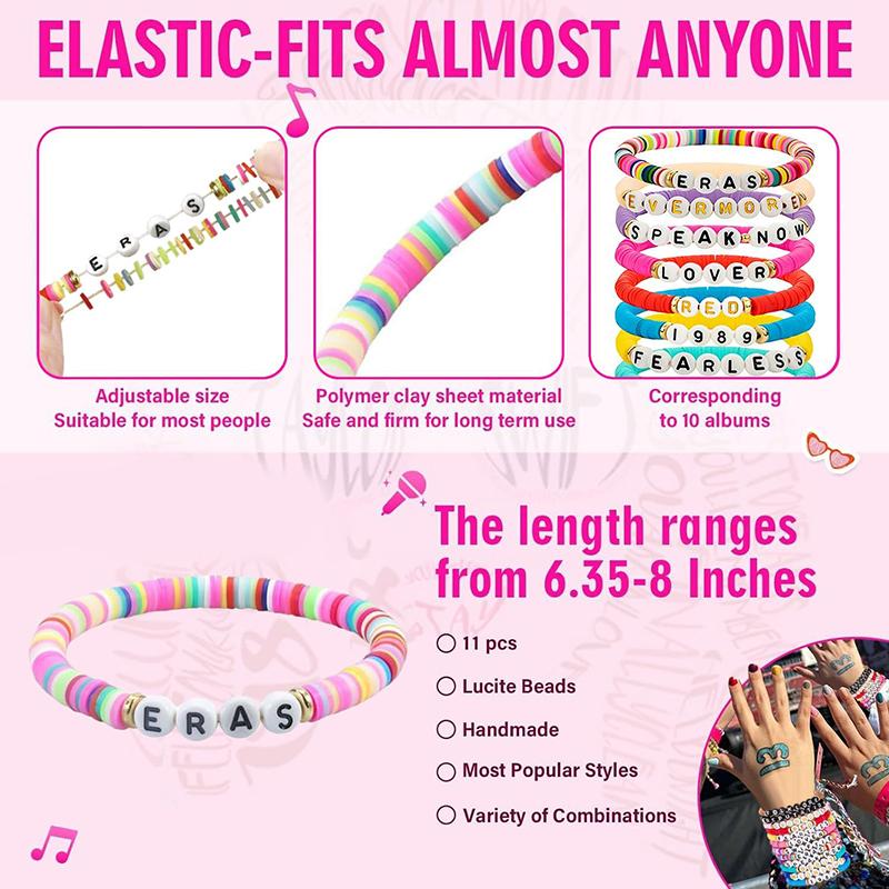 11PCS Taylor Friendship Bracelets Swifties Music Party Jewelry Lover Reputation