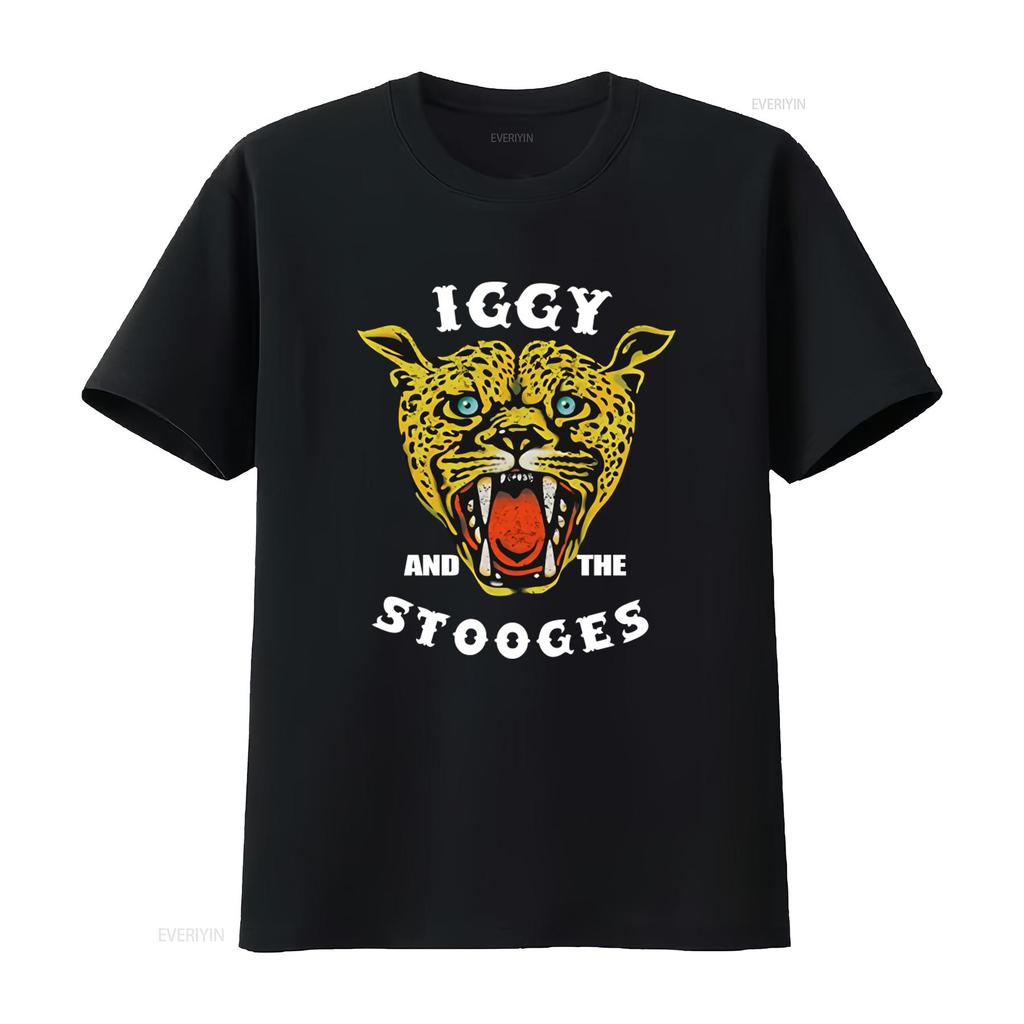 Iggy And The Stooges Cheetah Print T shirt FKQ7 vintage Washed Versatile homme Soft Casual graphic Stretched designer clothes