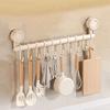 Wall Mounted Suction Cup Kitchen Hook 10 Hooks Shovel Storage Rack Utensil Holder  Kitchen