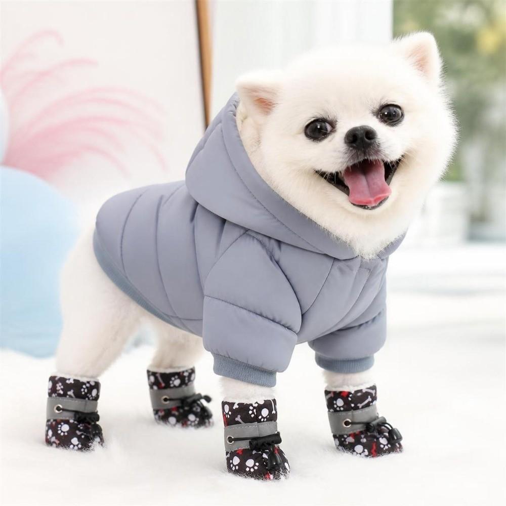 4Pcs Plush Pet Shoes Warm Cats Puppy Socks Fashion Dog Footwear for Small Medium Dog