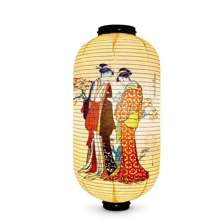 Japanese Style Geisha Pattern Lantern Waterproof Cloth Ukiyo-e Cuisine Restaurant Izakaya Decor Lantern Festival Party Decor