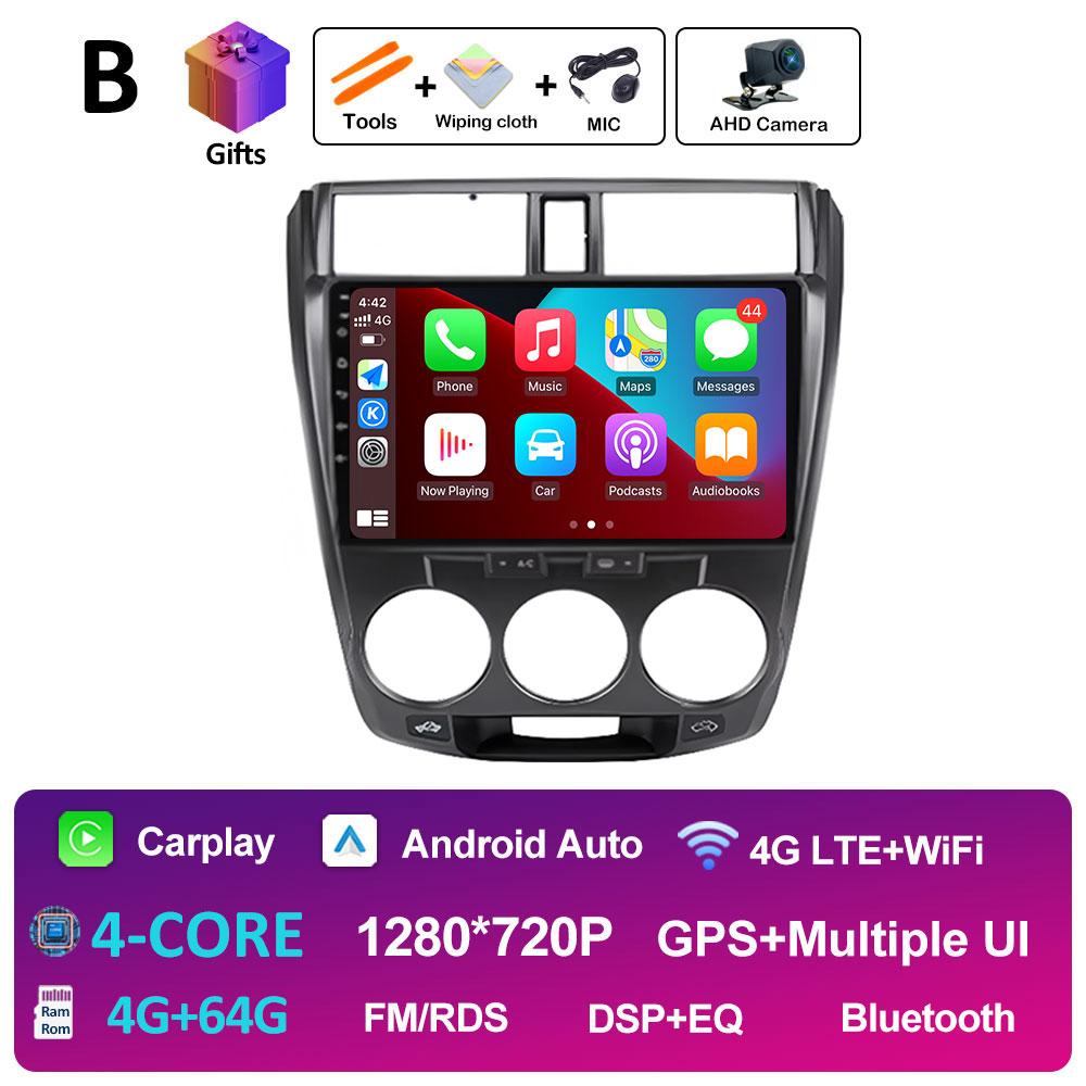 Android 14 Car Multimedia Video Radio Player For Honda City 2008 2009 2010 2011 - 2014 Wireless Carplay Autoradio Bluetooth WIFI