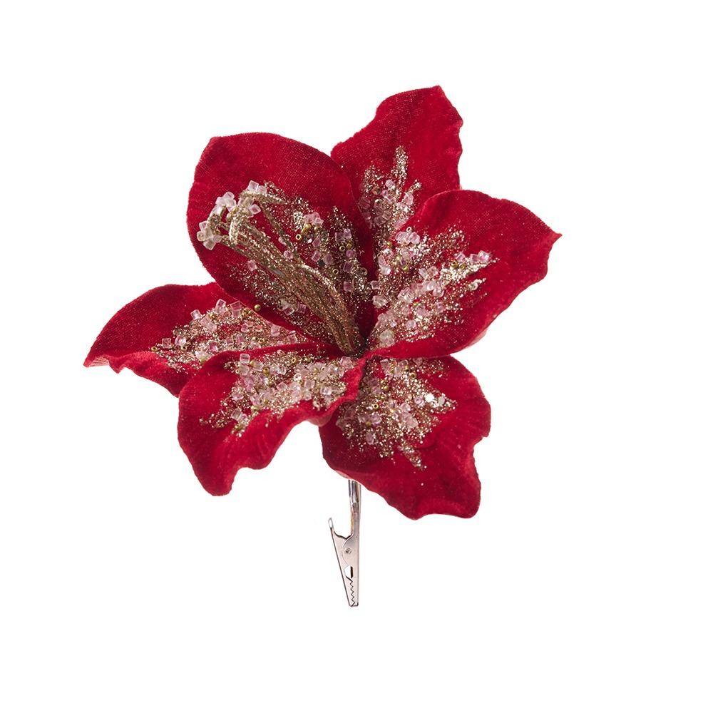 Glitter Artificial Christmas Flower Velvet Simulation Flower Christmas Poinsettia  Home Decoration