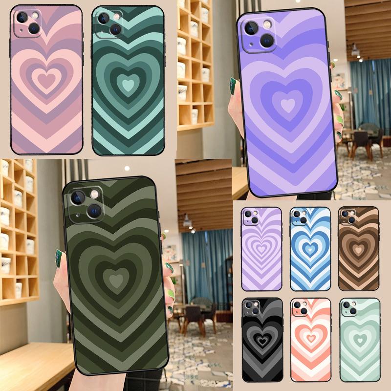 Красочный Круглый Чехол-Сердечко Любовь для iPhone 17 Pro Max 16 15 11 13 12 14 Pro Max mini 15 16 Plus 16e 17 Air
