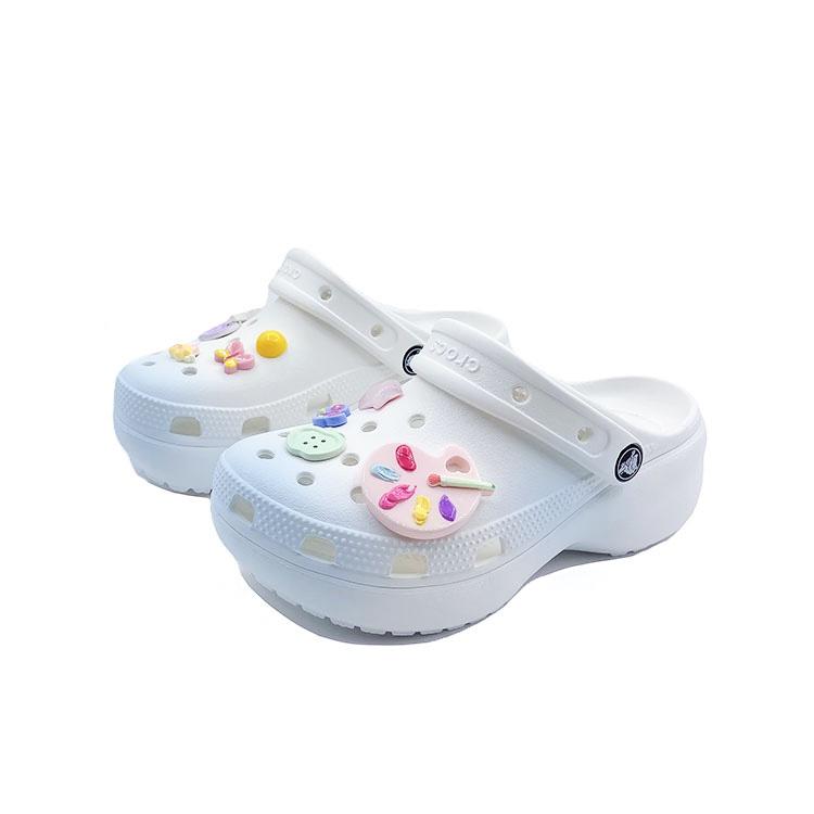 Crocs Classic Platform Clog EVA Classic Vintage Beach Fashion and Versatile Hole Shoes Unisex White and Blue