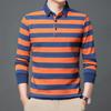 Полосатая футболка осень и зима новые длинные рукава нижние рубашки для молодежи и среднего возраста деловые повседневные рубашки поло мужские топы