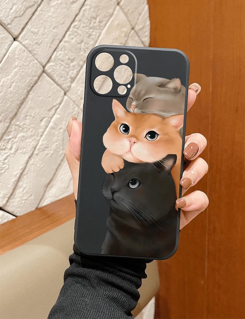 Чехол для телефона с дизайном в виде кошек, подходит для iPhone 17 16 15 14 13 12 11 Pro/Max/Plus, противоударная задняя крышка