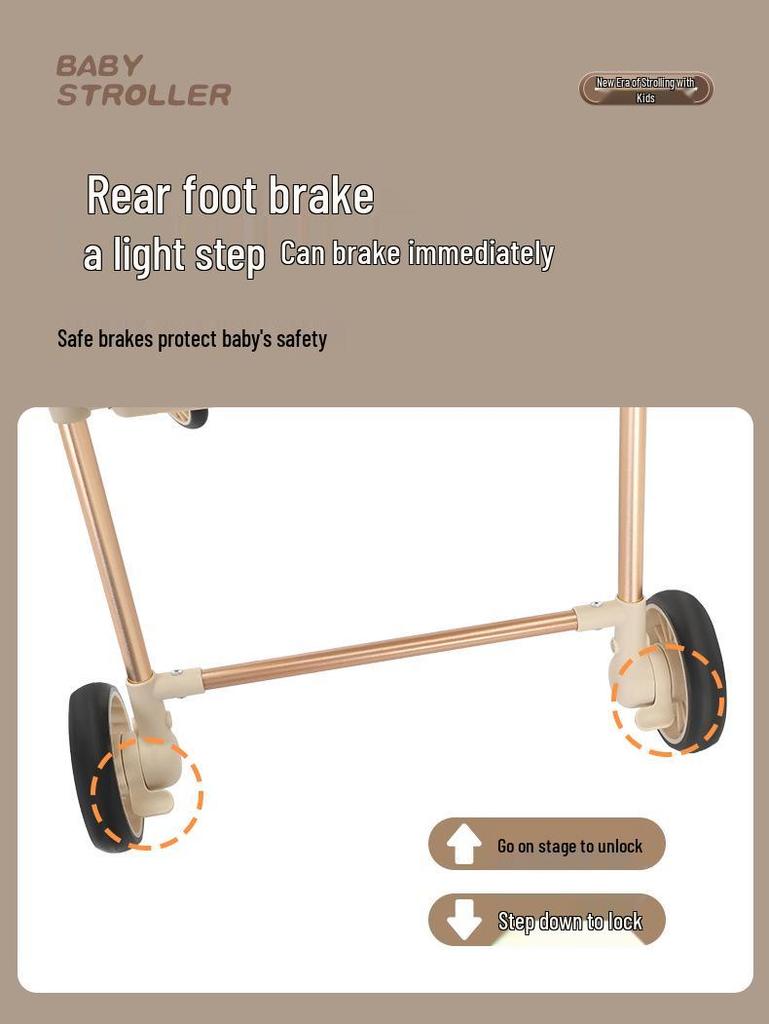 Lightweight High Landscape Baby Stroller with Tray | One-Button Fold & Portable Design