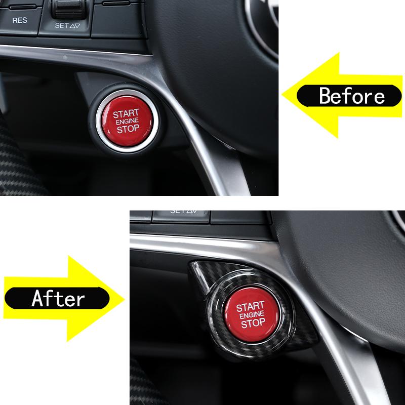 Автомобильный двигатель One Start Stop, кнопка, рамка, крышка, наклейка на ключ зажигания, накладка для Alfa Romeo Giulia Stelvio 2017-
