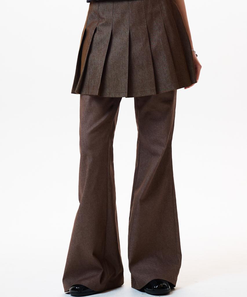 LUVISTRUE Im Denim Pleats Skirt Pants(Brown)