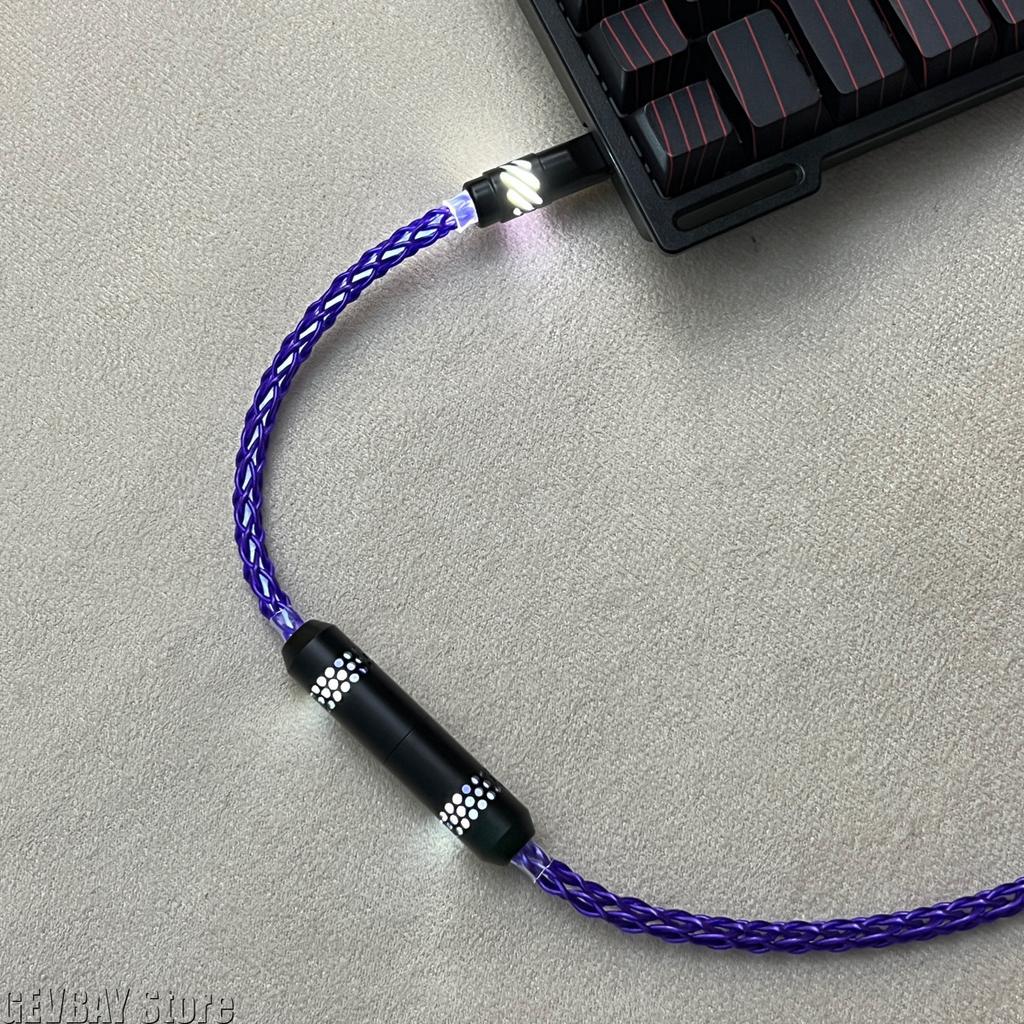 Luminous Hollow Aviator Cable, 8K Type-C Single Crystal Copper Mechanical Keyboard Data & Charging Wire