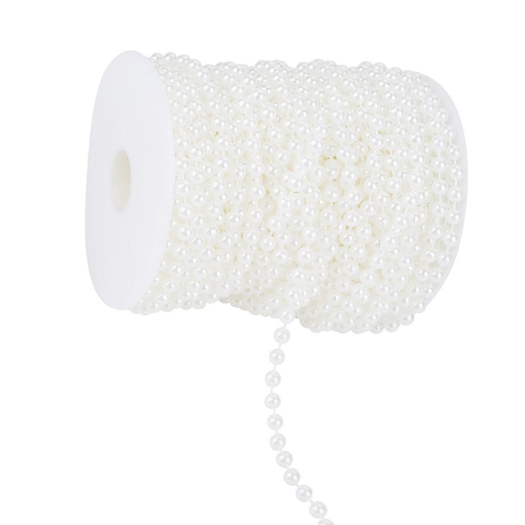 25m Roll Grinding Pearl Wire Beads Garland String DIY Wedding Decoration 6mm(white)