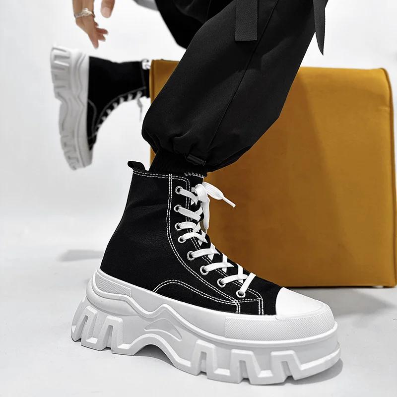 2024 Latest Men's Luxury Fashion Trendy Sports Skateboarding Shoes with High Lift Thick Bottom and Casual Canvas Shoes Sneakers