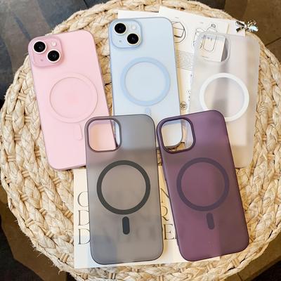 Матовый полупрозрачный магнитный чехол для iPhone 16 15 14 Plus 13 12 11 Pro Max для беспроводной зарядки Magsafe, сверхтонкая накладка из твердого ПК