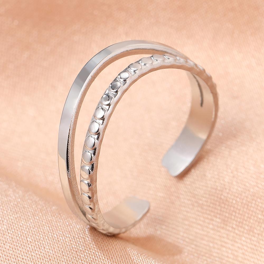 Stainless Steel Rings Minimalist Geometric Personality Snake Adjustable Open Ring Fashion Trending Ring For Women Zircon Gifts