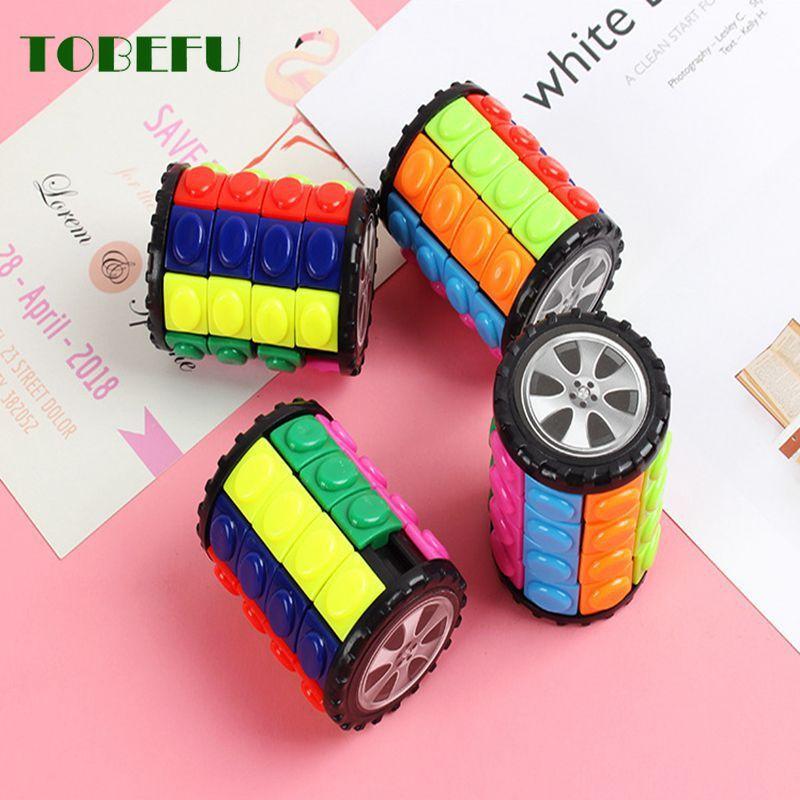 TOBEFU 3D Magic Corn Cube Tower Puzzle Speed Cube Wheel Rotating Game Cubos Cylindrical Toys for Children Educational Gifts