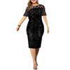 Dress Women Sequin Glitter Vintage Lace Long Sleeve Shiny Prom Luxury Bling Evening Party Gowns Plus Size