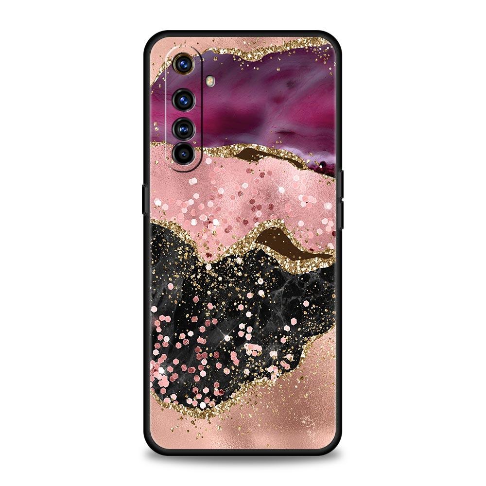Темно-синий блестящий агатовый мраморный чехол для телефона Realme GT Neo 2 3 Realme 9 8 5G 7 6 GT2 Pro Plus 9i 8i C21Y C3 C11 C25 C35