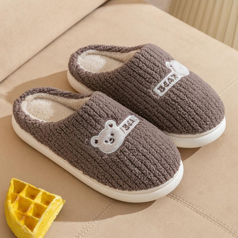 Парные тапочки для зимнего домашнего и внутреннего использования, нескользящие, утолщенные, теплые, милые плюшевые хлопковые тапочки для женщин