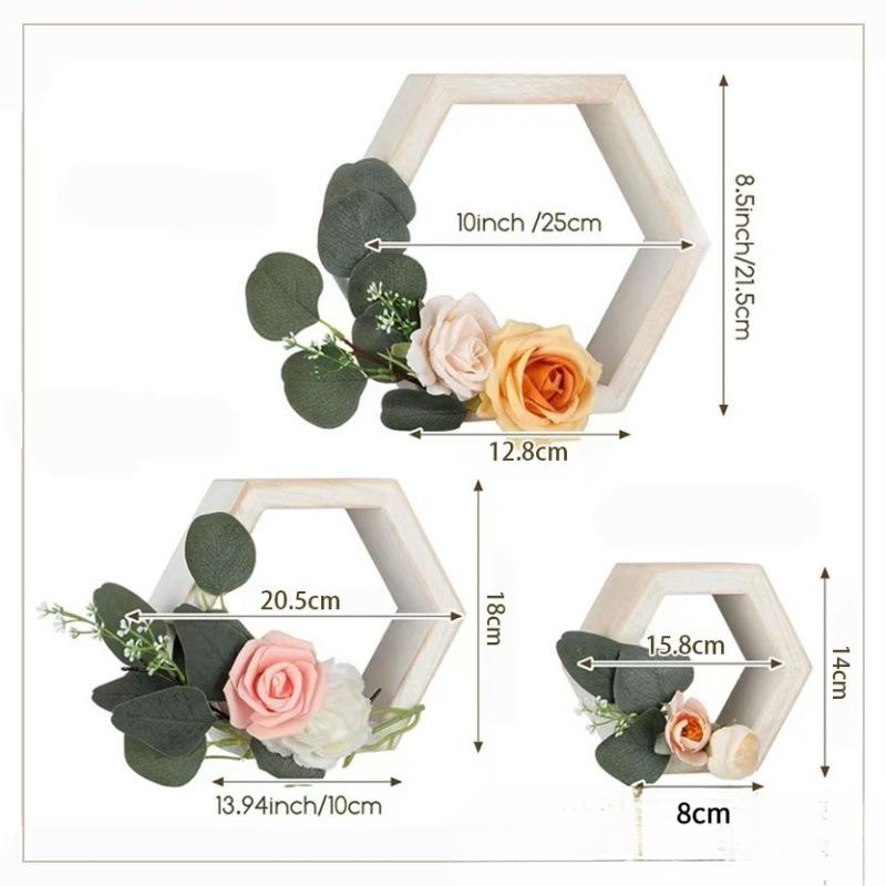 Christmas Wooden Hexagon Frame Garland Candlestick Tung Wood Wedding Table Centerpieces Countryside Style Candle Holder