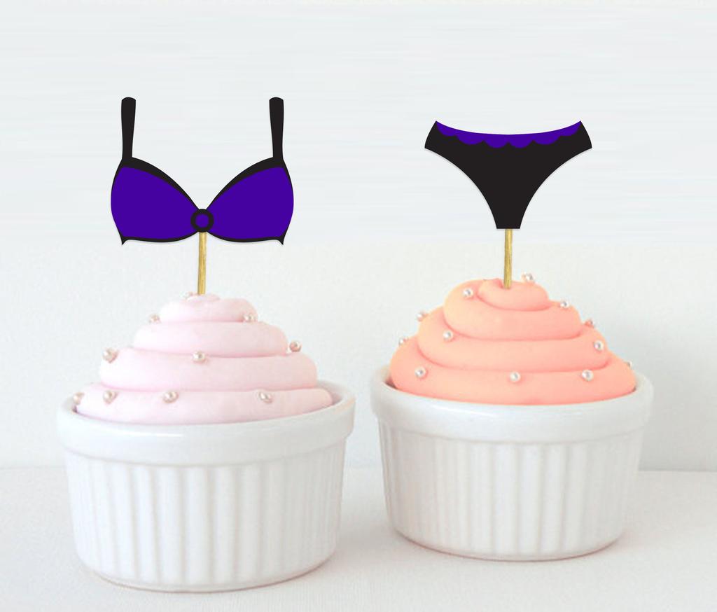 Darling Souvenir| Bachelorette Party Cupcake Toppers Glitter Bra Panty Cake Decoration Sports