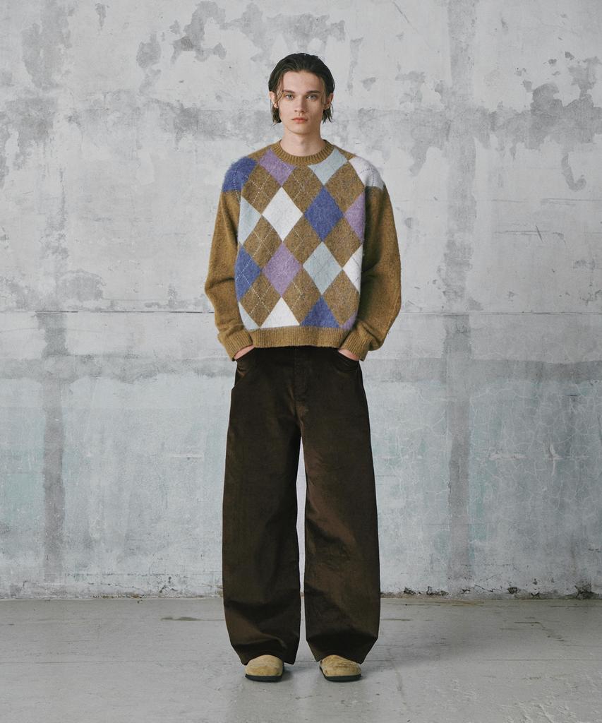 GLW Soft Argyle Knit Brown