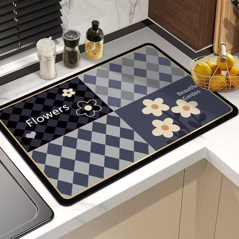 Кухонный коврик для сушки посуды из диатомовой земли, впитывающий воду, коврик для ног, ванный нескользящий коврик для пола, резиновый мягкий коврик