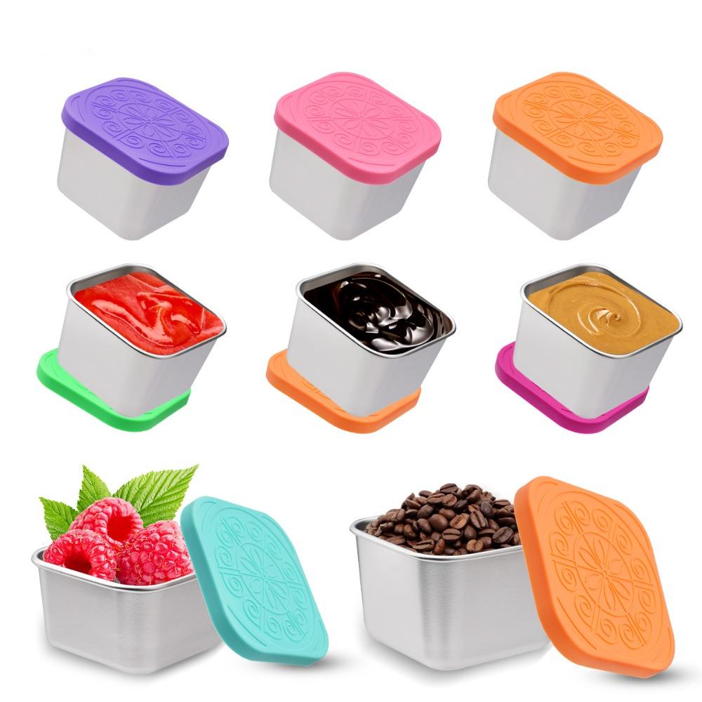 With Silicone Lids Salad Box Leakproof Food Storage Box Portable Sauce Cup