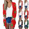Christmas Women's Fashion Casual Printed Long Sleeve Mid-Length Cardigan Jacket