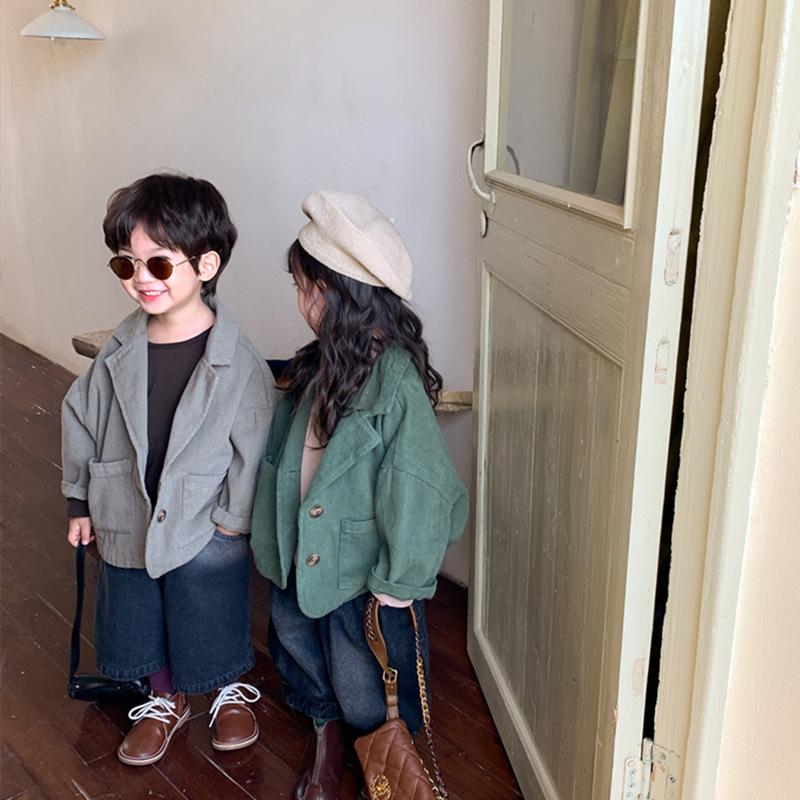 Jiaye 2025 Весна/Осень Потертые пиджаки для детей: Кардиган в стиле ретро для мальчиков и девочек