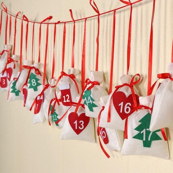 Christmas Decoration for Home Date 1-7 1-12 1-24 1-31 Fabric Christmas Advent Calendar Garland Wall LS