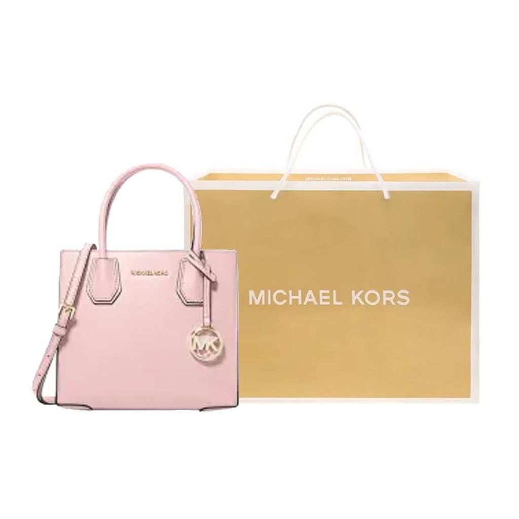 Michael Kors MK Mercer Логотип Винтажный Однотонный Гармошка Наплечная Сумка Через Плечо Женские Сумки Вишнево-Розовый 35S1GM9M2L-648