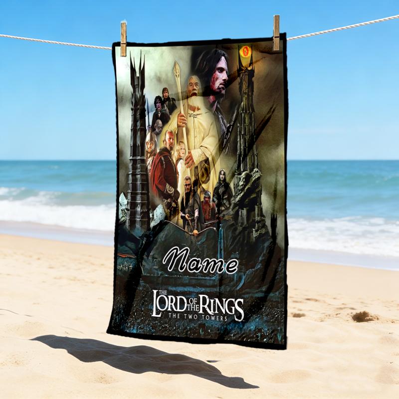 Custom Name Knightly Warrior Stylish Digital Printing Beach Towel Quick‑Drying Absorbent Blanket for Beach Pool Gym Travel