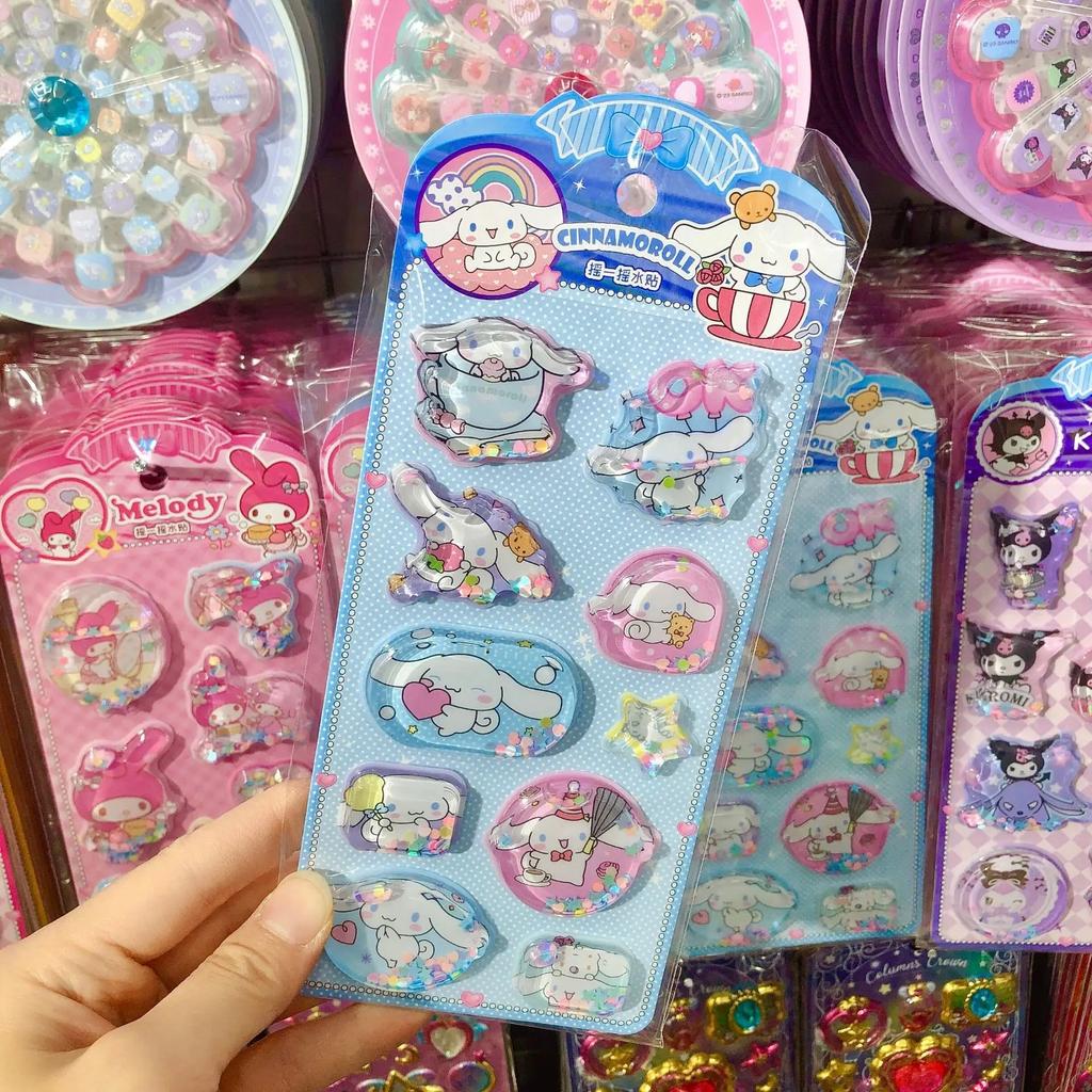 Мультяшная Sanrio Hello Kitty 3D-наклейка с водой Kuromi Cinnamoroll My Melody Кристальное украшение Блокнот Студенческая канцелярия