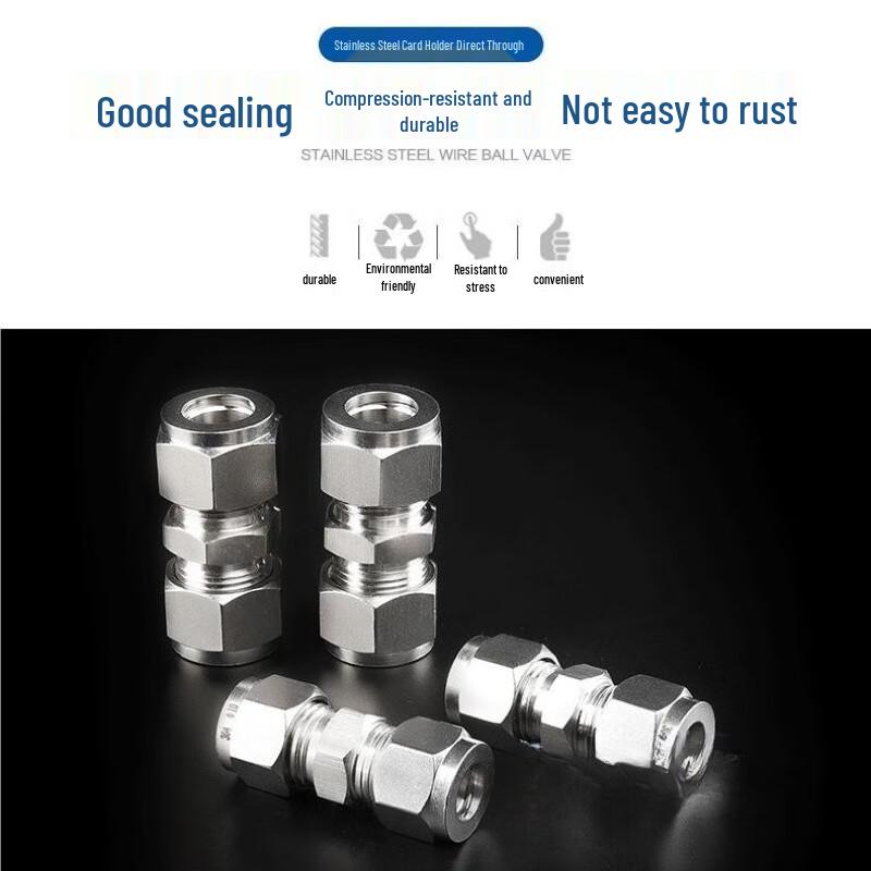 Stainless Steel Double Ferrule Straight Union Connector
