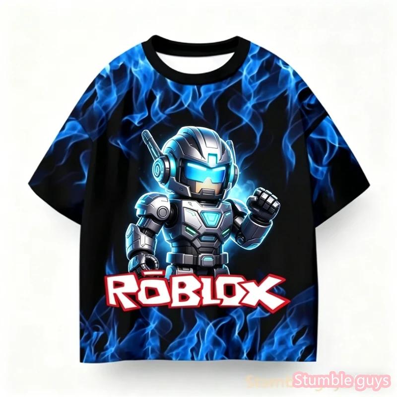 Аниме Летние Мальчики Roblox Принт Футболка Модный Дизайн Игрового Персонажа Повседневная Детская Девочки Короткий Рукав Мультяшная Детская Футболка
