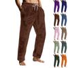 Men's Drawstring Pocket Flannel Pants Homewear Sleep Pants