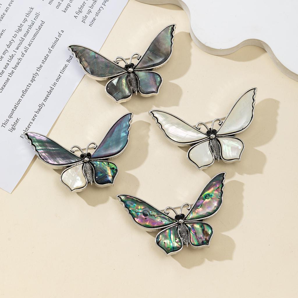 1Pc, Handmade Natural Shell Butterfly Brooch Pin | Elegant Vintage Colour Jewelry Accessories, Women's Gifts, Unique Mother's Day, Easter Supplies