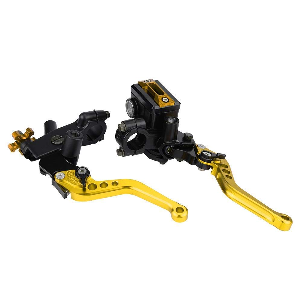 Motorcycle Brake Lever Left and Right Set of 2 22mm Hydraulic Brake Master Cylinder Clutch Lever Large Motorcycle General Purpose (Yellow)