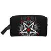 Черная мистическая косметичка с принтом черепа Сатаны, косметичка Бафомет Левиафан, переносная косметичка большой емкости, косметички для путешествий