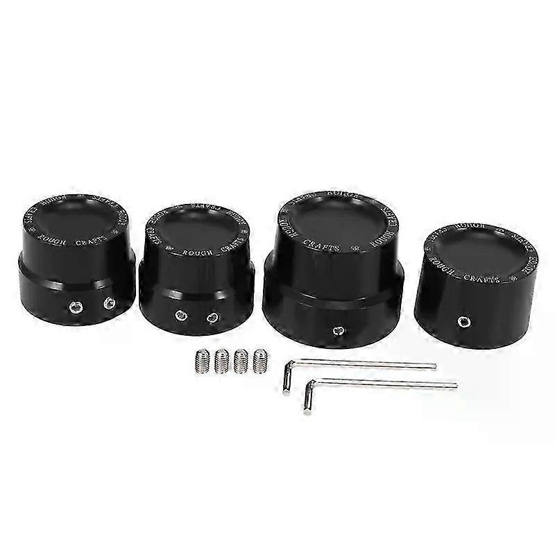 4 Pcs Black Aluminum Rough Craft Carving Front & Rear Axle Nut Covers Caps Fit For Sportster XL883 XL1200 Dyna Touring V- hwy