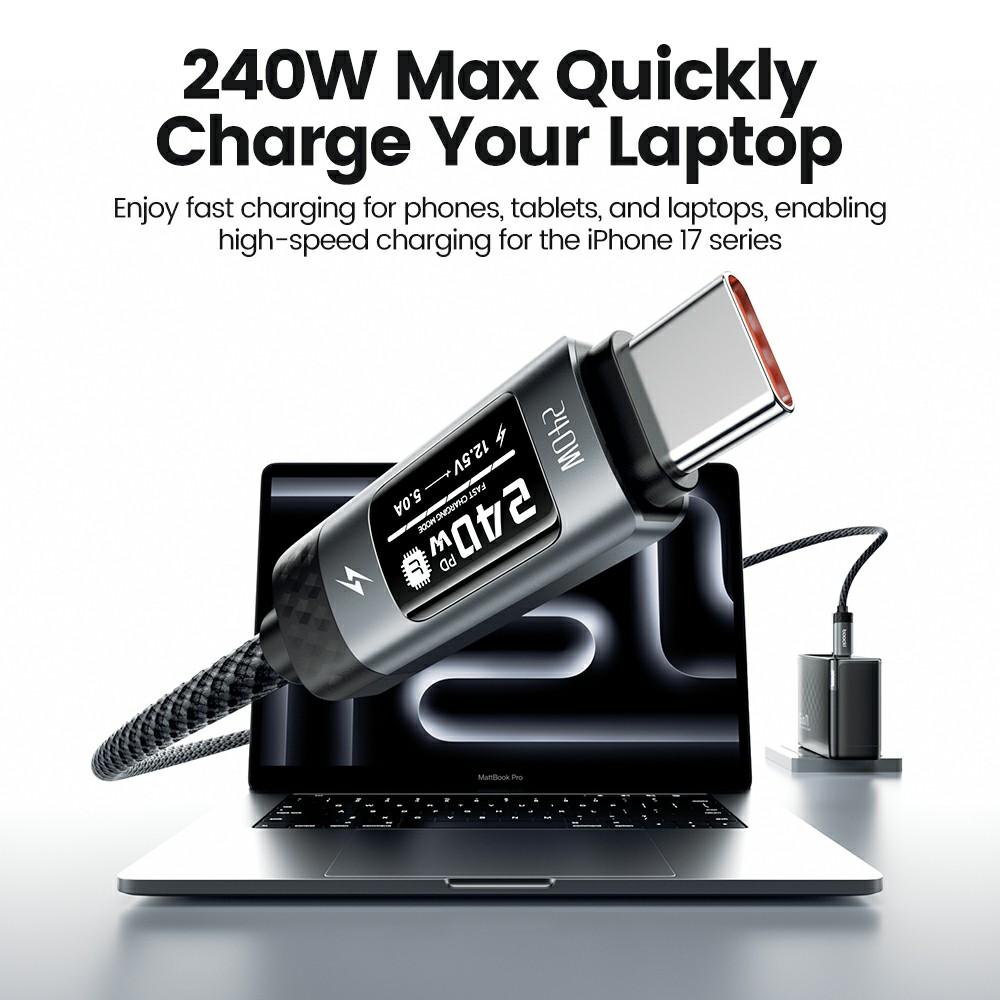 TOOCKI TX111C4 240 В OLED-дисплей USB-C кабель 1 м Быстрая зарядка Кабель для передачи данных 480 Мбит/с для ноутбуков/планшетов/телефонов