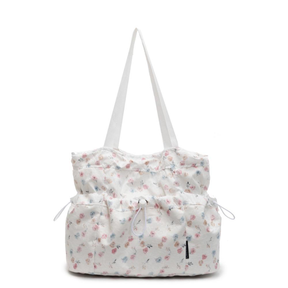 Sweet Harajuku Aesthetic Handbag Large Capacity Korean Style Floral Tote Bag Cloth Underarm Drawstring Shoulder Bag Streetwear