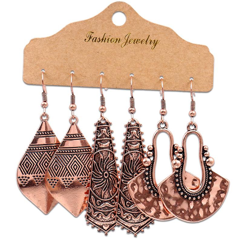 Antique Sliver-Plated Hollow Alloy Geometric Dangle Indian Earrings For Women Gypsy Zircon Boho Ethnic Leaf Bell Tassel Earring