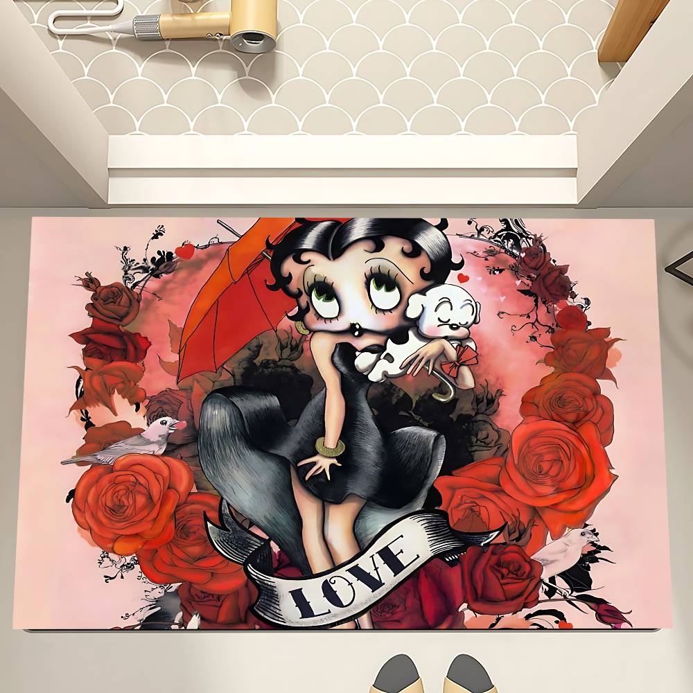 Cute B-Betty Boop Bathroom Mat Retro Multiple Choice Living Room Kitchen Rug Non-Slip Bedside Mats