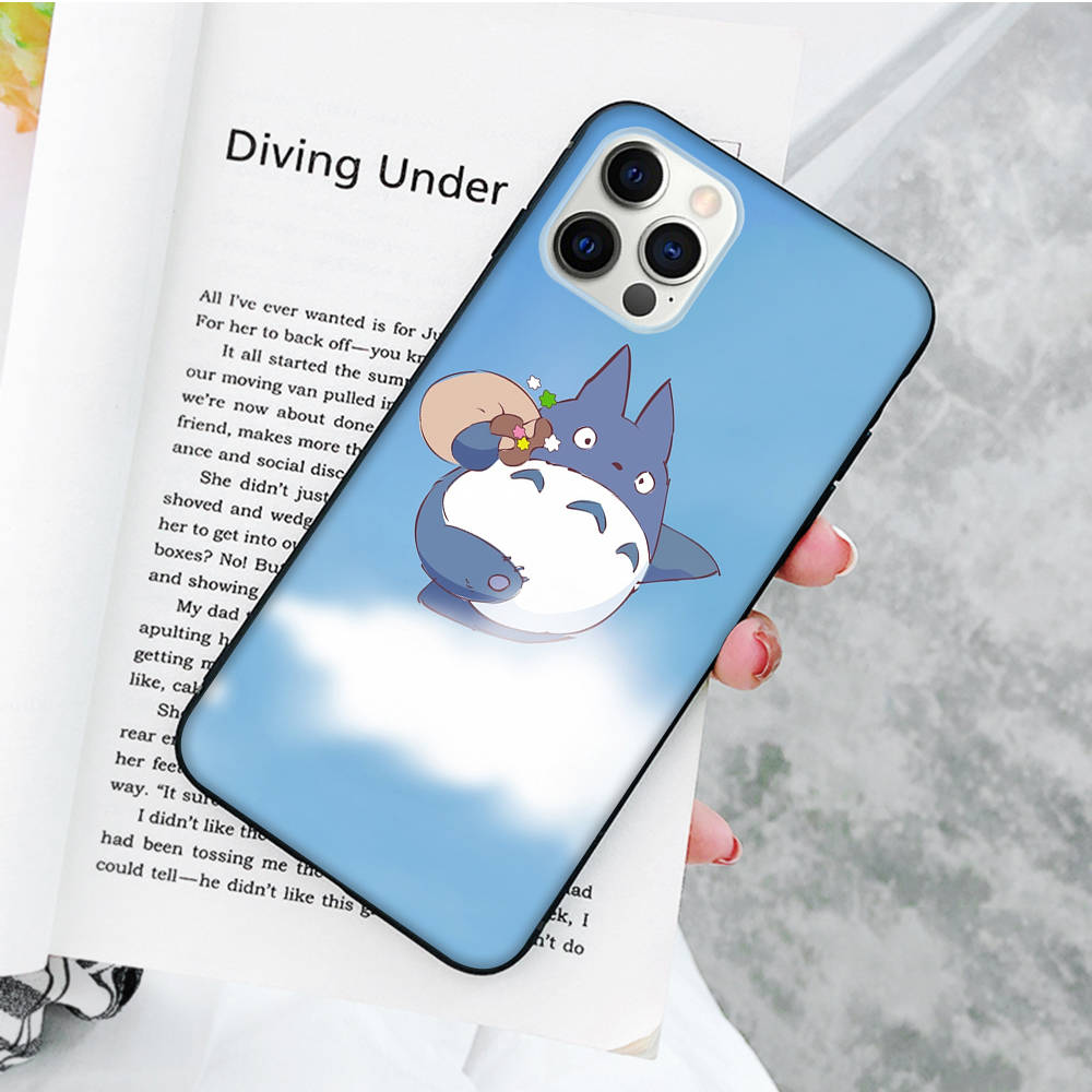 JW56 Cute Totoro Anime Black Soft Case for OPPO Reno 8 6 5 4 Pro Plus Find X3 A17 A3 A31 A38 A40 A53 A54 A55 A74 A76 A78 A77 A80 A94 A95 A96 Lite
