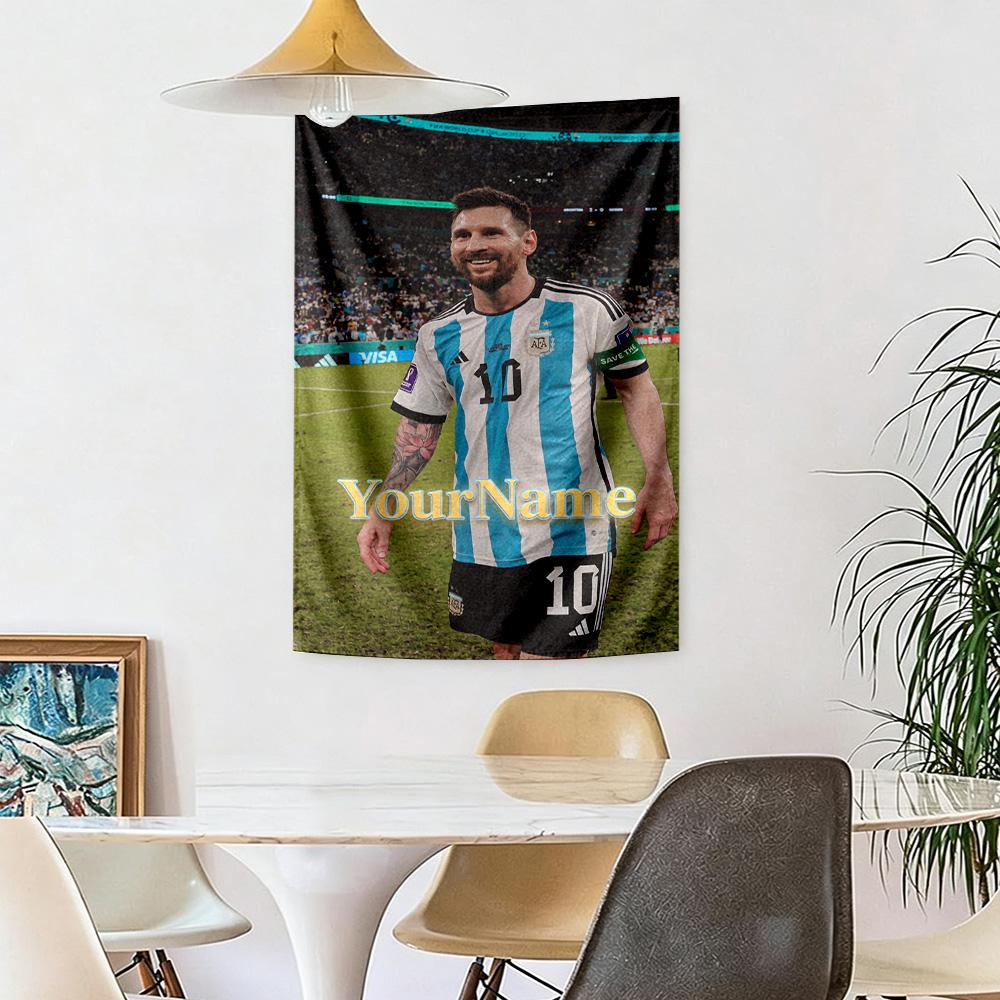 Messi Custom Your Name Wall Decor Tapestry Art For Pet Memorial Birthdaywedding Party Backdrop Family Gift