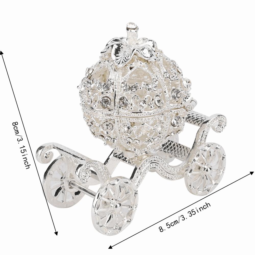 Pumpkin Shaped Metal Crafts Ornament Zinc Alloy Material Rhinestone Decorated Box Desk Ornament