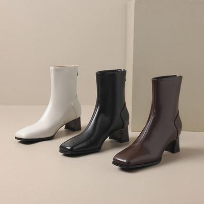 Дизайнерские женские ботильоны Модные с квадратным носком Элегантные женские короткие ботинки Средний каблук Осень Зима Женская обувь 3 цвета WSH4990