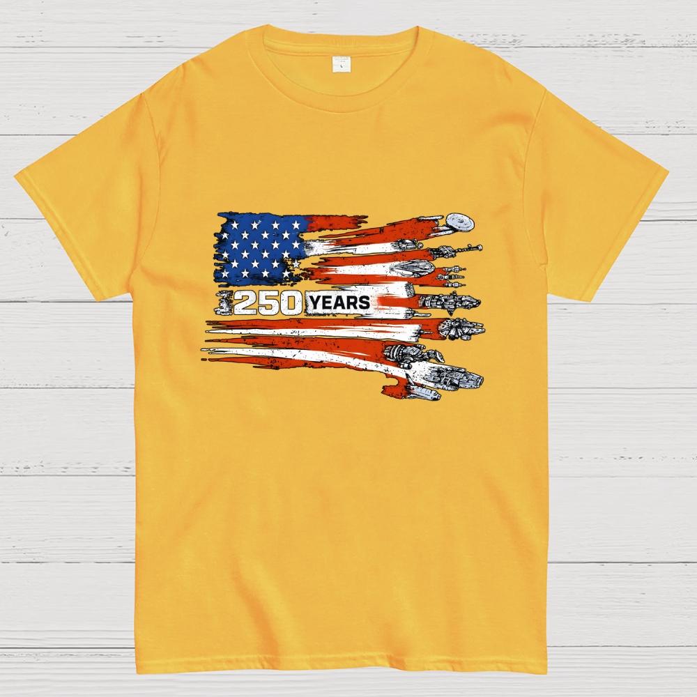 America 250th Anniversary Sci-Fi Rebels Flag Art print Cotton Casual Cool Loose T-Shirt